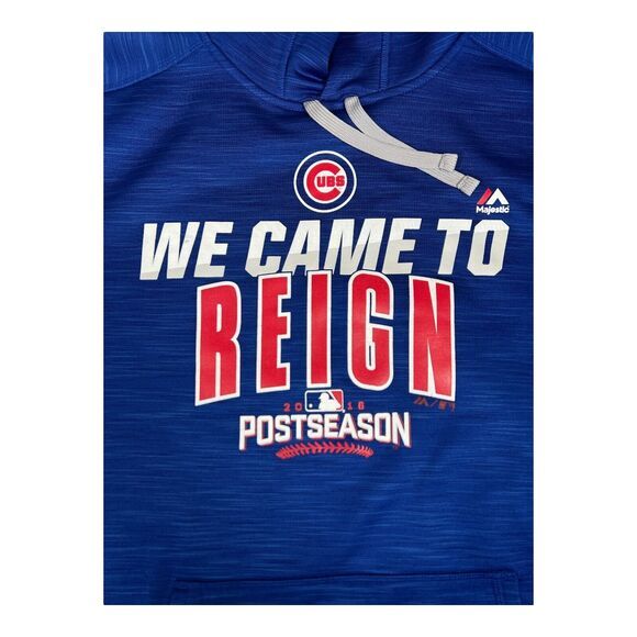 Majestic MLB Chicago Cubs 2016 Postseason Hoodie M We Came to Reign Sweatshirt‎ - Picture 2 of 7